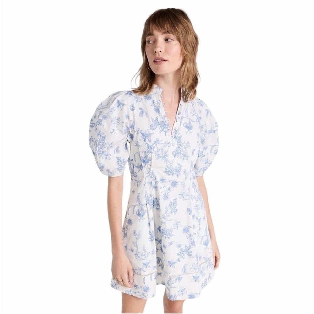 Club Monaco | China Plate Printed Ballon Sleeve Floral Dress |‎ Size 12